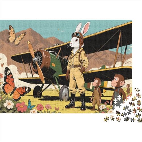 Puzzle 1000 Teile Angorakaninchen mit braunem Lederfliegerhut, Für Kinder Klassische Erziehung Von Kindern Holzspielzeug Unique Gift 1000pcs (75x50cm) von EMYXPAQM