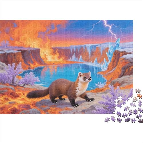 Puzzle 1000 Teile Baummarder mit Flammen und Pool Holzspielzeug, Erwachsene & Kinder, Klassische Puzzles, Impossible Geschicklichkeitsspiel, Home Dekoration, Geschenk 1000pcs (75x50cm) von EMYXPAQM