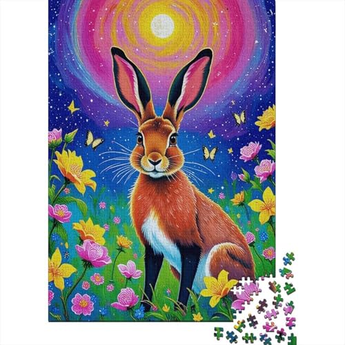 Puzzle 1000 Teile Belgischer Hase bunter Sternenhimmel Holzspielzeug Für Erwachsene & Kinder, Klassische Puzzles, Lernspiel, Wohnkultur, Geschenkideen 1000pcs (75x50cm) von EMYXPAQM