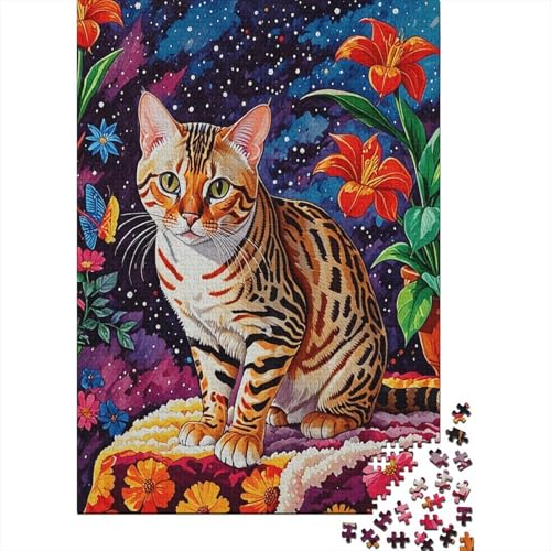 Puzzle 1000 Teile Bengalenkatzenblumen Holzspielzeug Für Erwachsene & Kinder, Klassische Puzzles, Lernspiel, Home Dekoration, Geschenk 1000pcs (75x50cm) von EMYXPAQM