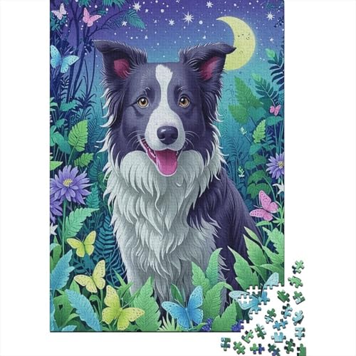 Puzzle 1000 Teile Border Collie im Gras, Für Kinder Klassische Holzspielzeug Herausforderndes Puzzle Als Geschenk 1000pcs (75x50cm) von EMYXPAQM