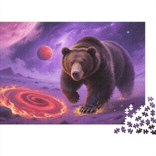 Puzzle 1000 Teile Braunbär, Planet, Flammenvortex Holzspielzeug, Erwachsene & Kinder, Klassische Puzzles, Impossible Geschicklichkeitsspiel, Wohnkultur, Geschenk 1000pcs (75x50cm) von EMYXPAQM