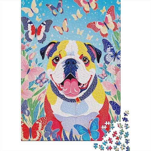 Puzzle 1000 Teile Bunter Bulldogge Holzspielzeug Für Erwachsene & Kinder, Klassische Puzzles, Lernspiel, Moderne Wohnkultur, Geschenk 1000pcs (75x50cm) von EMYXPAQM