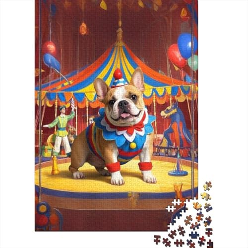 Puzzle 1000 Teile Clown-Französische Bulldogge, Für Kinder Classic Idoor-Puzzle-Kreativspiel Holzpuzzles Als Geschenk 1000pcs (75x50cm) von EMYXPAQM