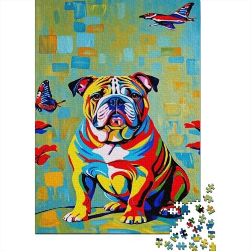 Puzzle 1000 Teile Colored Painted Bulldog, Für Kinder - Holz-Lernspiel Als Geschenk 1000pcs (75x50cm) von EMYXPAQM