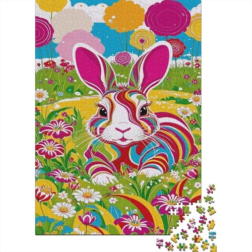 Puzzle 1000 Teile Colorful Rabbits on The Grass, Für Kinder - Lernspiel Aus Holz & Kreativgeschenk 1000pcs (75x50cm) von EMYXPAQM