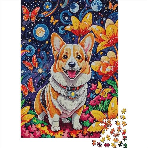 Puzzle 1000 Teile Corgi-Hund Einzelraum Holzspielzeug Für Erwachsene & Kinder, Klassische Puzzles, Herausforderung, Wohnkultur, Einzigartiges Geschenk 1000pcs (75x50cm) von EMYXPAQM