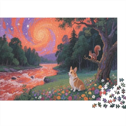 Puzzle 1000 Teile Corgi-Hund hockt am Garten, Für Kinder - Holzpuzzle Als Premium-Geschenk 1000pcs (75x50cm) von EMYXPAQM