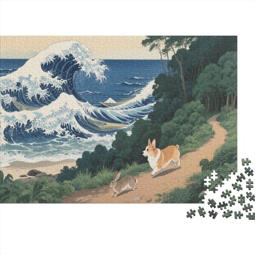 Puzzle 1000 Teile Corgi am Rand des Dschungels, Für Kinder Klassische Erziehung Von Kindern Holzspielzeug Unique Gift 1000pcs (75x50cm) von EMYXPAQM
