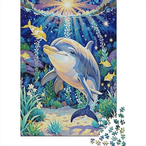 Puzzle 1000 Teile Delfine Spielen im Wasser, Für Kinder - Holzpuzzle-Herausforderung Geschenkset 1000pcs (75x50cm) von EMYXPAQM