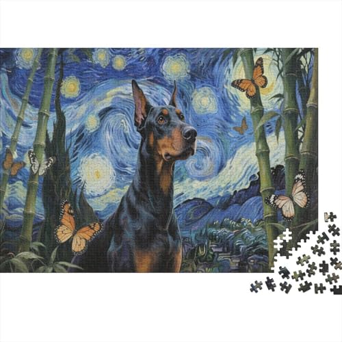 Puzzle 1000 Teile Der Dobermann Inu ist im Bambuswald, Für Kinder Klassische Erziehung Von Kindern Holzspielzeug Als Geschenk 1000pcs (75x50cm) von EMYXPAQM