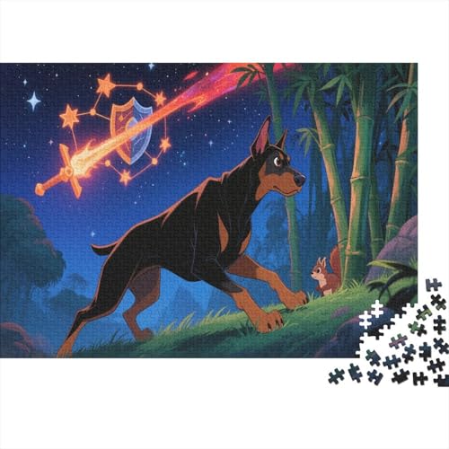 Puzzle 1000 Teile Der Dobermann Inu ist in einem mysteriösen Bambuswald, Für Kinder - Lernspiel Als Familien-Geschenk 1000pcs (75x50cm) von EMYXPAQM