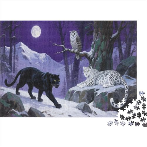 Puzzle 1000 Teile Der Schwarze Panther lauert in der Nachtdunkelheit, Für Kinder - Klassisches Indoor-Kreativspiel Aus Holz 1000pcs (75x50cm) von EMYXPAQM