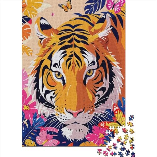 Puzzle 1000 Teile Der Tiger starrt nach vorne Holzspielzeug Für Erwachsene & Kinder, Klassische Puzzles, Lernspiel, Wohnkultur, Geschenkideen 1000pcs (75x50cm) von EMYXPAQM