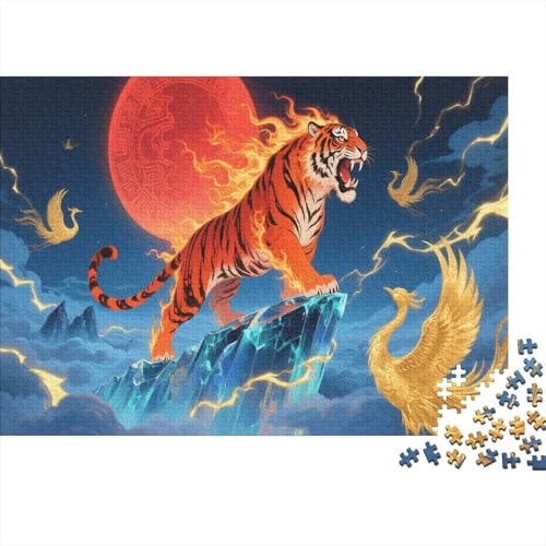 Puzzle 1000 Teile Der Tiger tobte vor Wut, Für Kinder Klassische Erziehung Von Kindern Holzspielzeug Als Geschenk 1000pcs (75x50cm) von EMYXPAQM