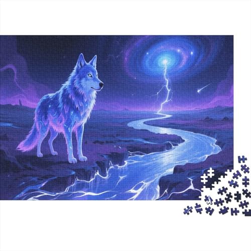 Puzzle 1000 Teile Der Wolf Steht auf seltsamer Wildnis, Für Kinder - Pädagogisches Lernspiel Aus Holz 1000pcs (75x50cm) von EMYXPAQM