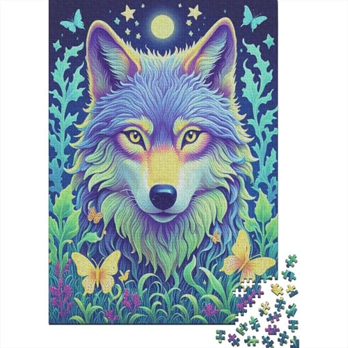 Puzzle 1000 Teile Der Wolf ist von Gras umgeben, Für Kinder - Strategiespiel-Herausforderung Aus Holz 1000pcs (75x50cm) von EMYXPAQM