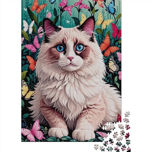 Puzzle 1000 Teile Die Marionettenkatze ist von Schmetterlingen umgeben, Für Kinder - Premium-Holzpuzzle & Denksportgeschenk 1000pcs (75x50cm) von EMYXPAQM
