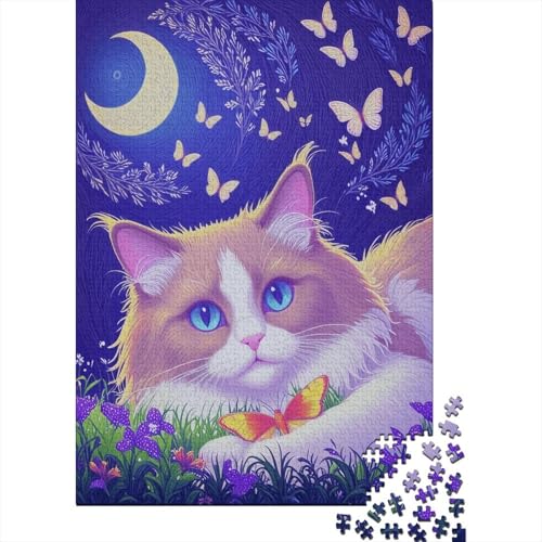 Puzzle 1000 Teile Die Marionettenkatze liegt auf dem Gras, Für Kinder Klassische Holzspielzeug Herausforderndes Puzzle Als Geschenk 1000pcs (75x50cm) von EMYXPAQM