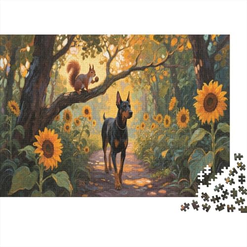 Puzzle 1000 Teile Dobermann Inu schlendert durch den Dschungel, Für Kinder - Klassisches Indoor-Kreativspiel Aus Holz 1000pcs (75x50cm) von EMYXPAQM
