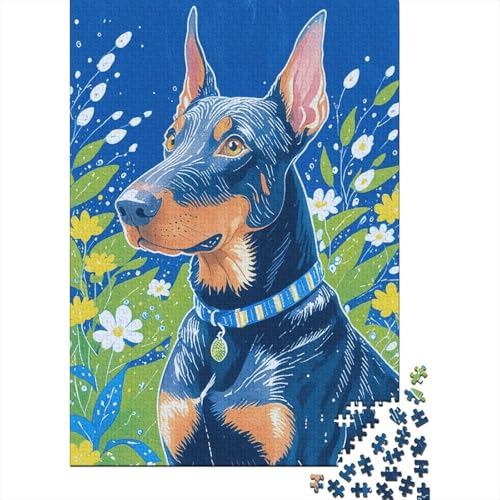 Puzzle 1000 Teile Dobermann in den Blumen, Für Kinder - Premium-Holzpuzzle & Denksportgeschenk 1000pcs (75x50cm) von EMYXPAQM