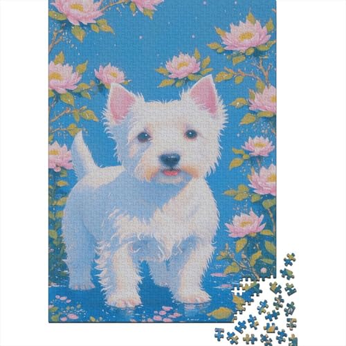 Puzzle 1000 Teile Dog Surrounded by Flowers, Für Kinder - Strategiespiel-Herausforderung Aus Holz 1000pcs (75x50cm) von EMYXPAQM