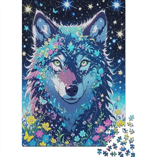 Puzzle 1000 Teile EIN Wolf bedeckt mit Mustern, Für Kinder Klassische Holzpuzzles Erziehung Als Geschenk 1000pcs (75x50cm) von EMYXPAQM