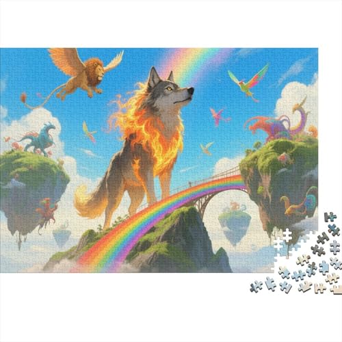 Puzzle 1000 Teile EIN riesiger Wolf mit Flammen am Körper, Für Kinder - Klassisches Indoor-Kreativspiel Aus Holz 1000pcs (75x50cm) von EMYXPAQM