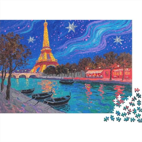 Puzzle 1000 Teile Eiffelturm am Kanal mit Boot Holzspielzeug, Erwachsene & Kinder, Klassische Puzzles, Impossible Geschicklichkeitsspiel, Moderne Wohnkultur, Geschenkideen 1000pcs (75x50cm) von EMYXPAQM