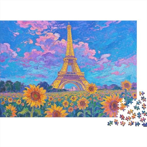 Puzzle 1000 Teile Eiffelturm mit Sonnenblumen Holzspielzeug, Erwachsene & Kinder, Klassische Puzzles, Impossible Geschicklichkeitsspiel, Moderne Wohnkultur, Geschenk 1000pcs (75x50cm) von EMYXPAQM