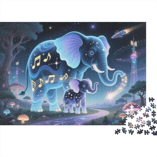 Puzzle 1000 Teile Elefant und Kalb mit Noten Holzspielzeug, Erwachsene & Kinder, Klassische Puzzles, Impossible Geschicklichkeitsspiel, Wohnkultur, Geschenk 1000pcs (75x50cm) von EMYXPAQM