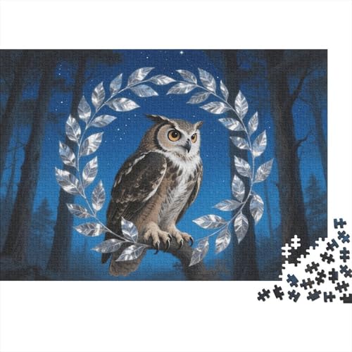 Puzzle 1000 Teile Eule mit silbernen Blättern Holzspielzeug, Erwachsene & Kinder, Klassische Puzzles, Impossible Geschicklichkeitsspiel, Moderne Wohnkultur, Geschenk 1000pcs (75x50cm) von EMYXPAQM