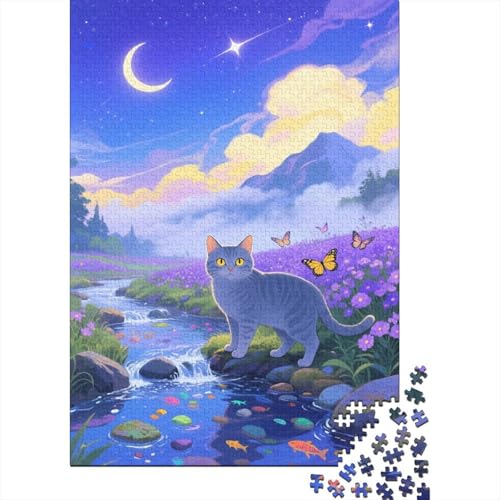 Puzzle 1000 Teile Europäisch Kurzhaar am Bach, Für Kinder - Premium-Holzpuzzle & Denksportgeschenk 1000pcs (75x50cm) von EMYXPAQM