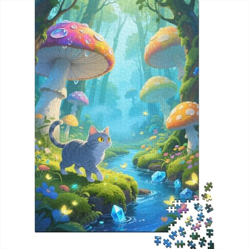 Puzzle 1000 Teile Europäisch Kurzhaar im mystischen Wald, Für Kinder - Holzpuzzle-Herausforderung Geschenkset 1000pcs (75x50cm) von EMYXPAQM