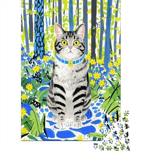 Puzzle 1000 Teile Europäisch Kurzhaarkatze im Wald, Für Kinder Klassische Holzpuzzles Herausforderndes Puzzle Unique Gift 1000pcs (75x50cm) von EMYXPAQM