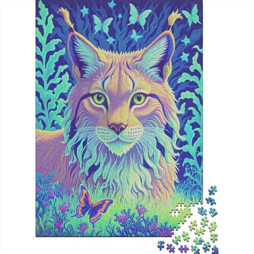 Puzzle 1000 Teile Europäischer Luchs auf der Wiese, Für Kinder - Holzpuzzle-Herausforderung Geschenkset 1000pcs (75x50cm) von EMYXPAQM