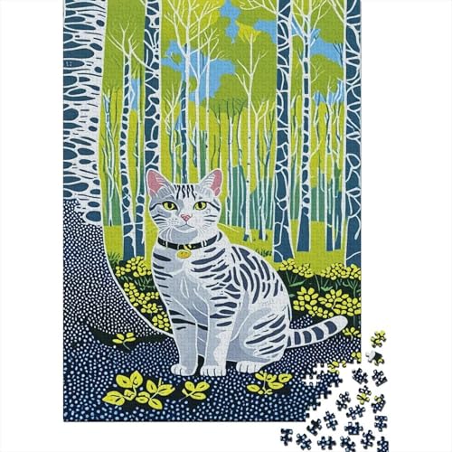Puzzle 1000 Teile European Shorthair Cat in The Woods, Für Kinder - Premium-Holzpuzzle & Denksportgeschenk 1000pcs (75x50cm) von EMYXPAQM