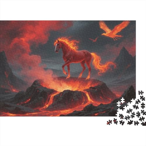 Puzzle 1000 Teile Flammendes Pferd in Magma mit Vögeln Holzspielzeug, Erwachsene & Kinder, Klassische Puzzles, Impossible Geschicklichkeitsspiel, Wohnkultur, Einzigartiges Geschenk 1000pcs (75x50cm) Puzzle 1000 Teile Flammendes Pferd in Magma mit Vögeln Holzspielzeug, Erwachsene & Kinder, Klassische Puzzles, Impossible Geschicklichkeitsspiel, Wohnkultur, Einzigartiges Geschenk 1000pcs (75x50cm) von EMYXPAQM