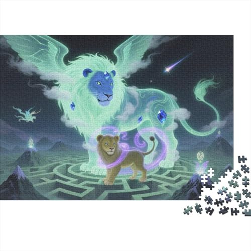 Puzzle 1000 Teile Flügellöwe mit grünem Licht Holzspielzeug, Erwachsene & Kinder, Klassische Puzzles, Impossible Geschicklichkeitsspiel, Wohnkultur, Einzigartiges Geschenk 1000pcs (75x50cm) von EMYXPAQM