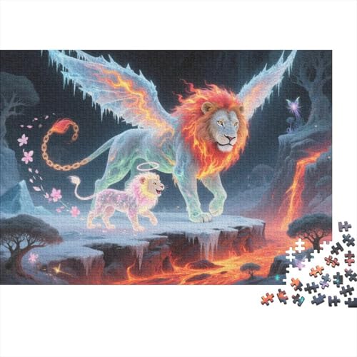 Puzzle 1000 Teile Flügellöwin und Junges Holzspielzeug, Erwachsene & Kinder Ab 14 Jahren, Klassische Puzzles, Legespiel, Wohnkultur, Einzigartiges Geschenk 1000pcs (75x50cm) von EMYXPAQM
