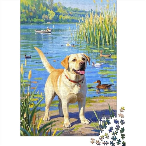 Puzzle 1000 Teile Flussufer Labrador, Für Kinder Classic Herausforderndes Puzzle Holzspielzeug Unique Gift 1000pcs (75x50cm) von EMYXPAQM