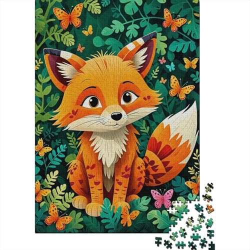 Puzzle 1000 Teile Fuchs pflanzt grüne Blätter Holzspielzeug Für Erwachsene & Kinder, Klassische Puzzles, Herausforderung, Wohnkultur, Einzigartiges Geschenk 1000pcs (75x50cm) von EMYXPAQM
