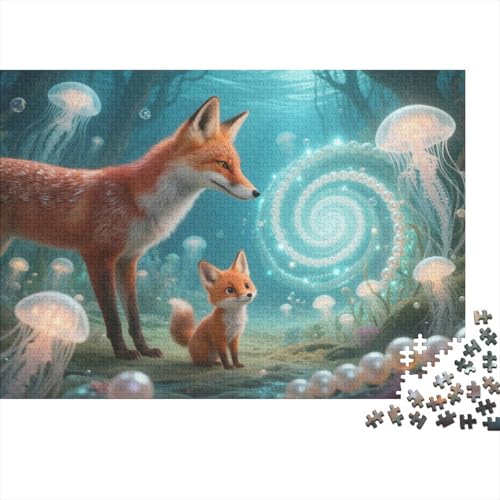 Puzzle 1000 Teile Fuchspaar mit Perlen Holzspielzeug, Erwachsene & Kinder Ab 14 Jahren, Klassische Puzzles, Legespiel, Wohnkultur, Einzigartiges Geschenk 1000pcs (75x50cm) von EMYXPAQM