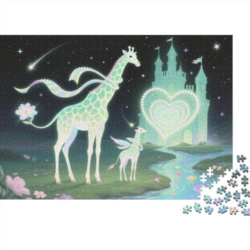 Puzzle 1000 Teile Giraffenmutter und Kalb, Schloss, Perle Holzspielzeug Für Erwachsene & Kinder, Klassische Puzzles, Herausforderungsspielzeug, Wohnkultur, Einzigartiges Geschenk 1000pcs (75x50cm) von EMYXPAQM