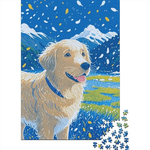 Puzzle 1000 Teile Golden Retriever an der Seeuferwiese, Für Kinder Klassische Holzspielzeug Herausforderndes Puzzle Als Geschenk 1000pcs (75x50cm) von EMYXPAQM
