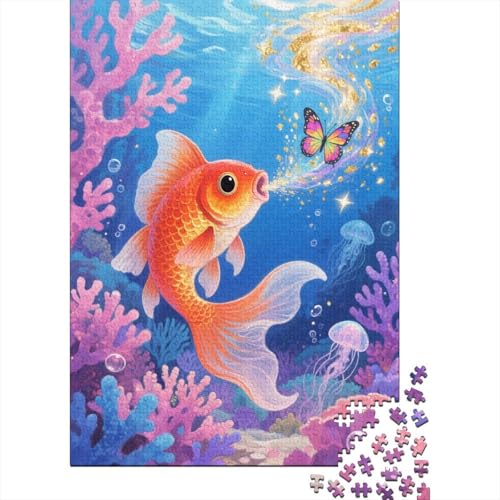 Puzzle 1000 Teile Goldfisch Korallenqualle Holzspielzeug Für Erwachsene & Kinder, Klassische Puzzles, Lernspiel, Home Dekoration, Einzigartiges Geschenk 1000pcs (75x50cm) von EMYXPAQM