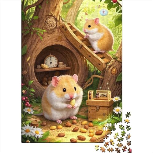 Puzzle 1000 Teile Hamster frisst Nüsse, Für Kinder Classic Erziehung Von Kindern Holzspielzeug Als Geschenk 1000pcs (75x50cm) von EMYXPAQM