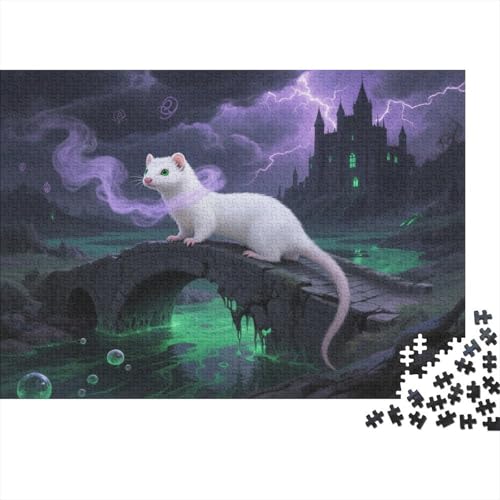 Puzzle 1000 Teile Hermelin in dunkler Burg Holzspielzeug, Erwachsene & Kinder, Klassische Puzzles, Legespiel, Moderne Wohnkultur, Geschenkideen 1000pcs (75x50cm) von EMYXPAQM