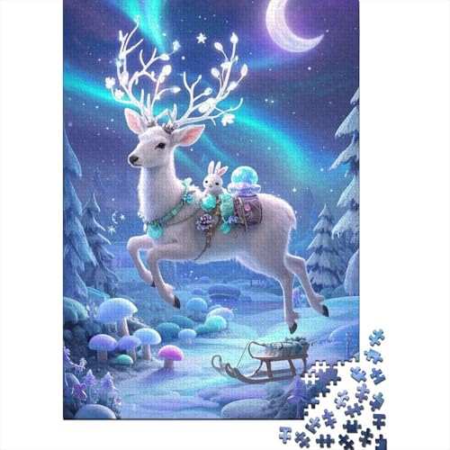 Puzzle 1000 Teile Hirsch rennt im Schnee, Für Kinder Classic Herausforderndes Puzzle Holzspielzeug Als Geschenk 1000pcs (75x50cm) von EMYXPAQM