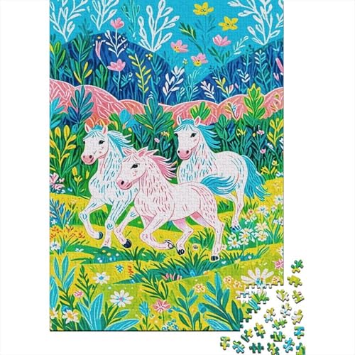 Puzzle 1000 Teile Horses Are Running on The Grass, Für Kinder - Holzspielzeug Als Herausforderungsgeschenk 1000pcs (75x50cm) von EMYXPAQM